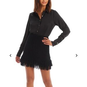 NWT Allison New York Anna Fringe Sweater Mini Skirt in Black